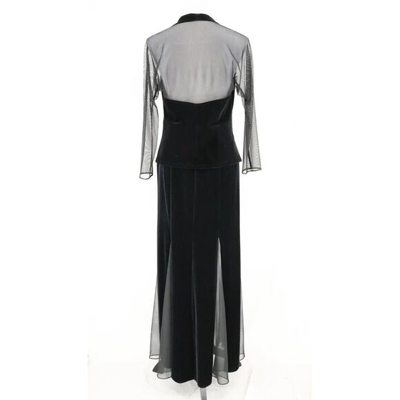 Niki Livas 2 Pc Dress Womens 4 Black Stretch Velvet Skirt and Top Elastic Waist - Picture 2 of 16